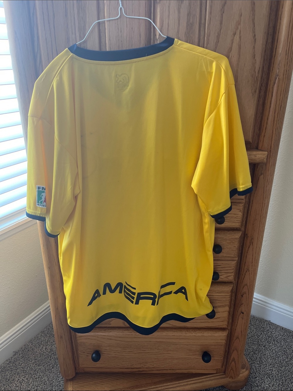Club América Yellow Soccer Jersey with Navy Blue Trim - Picture 4 of 7